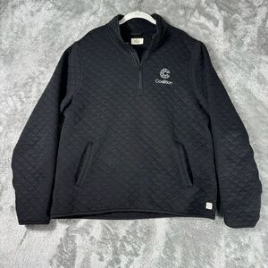Marine Layer Jacket‎ Mens XL Quilted Pullover Black Embroidered